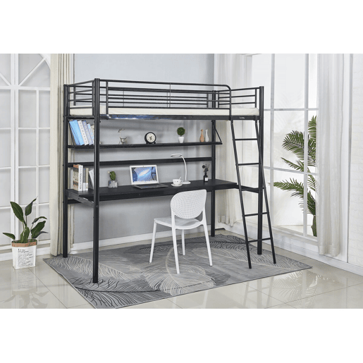 Cama alta com secretária Alona - 90 x 190 cm - Preto