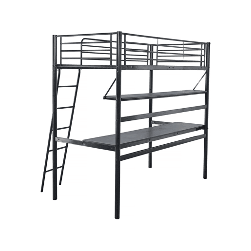 Cama alta com secretária Alona - 90 x 190 cm - Preto