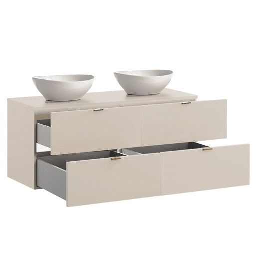 Móvel de lavatório duplo Azel Cachemire 120cm