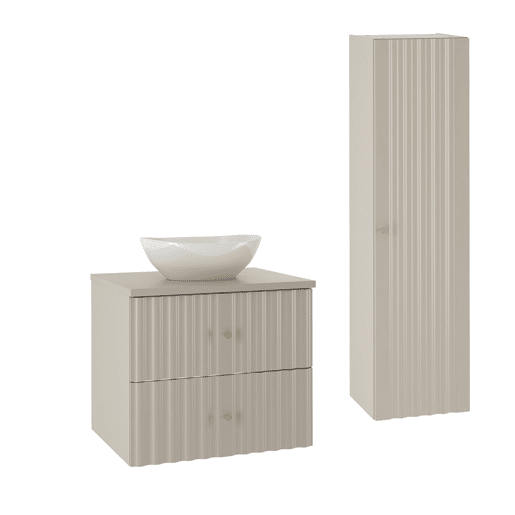 Conjunto móvel lavatório simples 60cm coluna Izae Caxemira