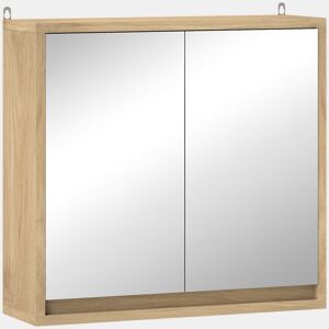 HOMCOM Armário de Casa de Banho com Espelho Móvel Suspenso de Casa de Banho com Prateleira Interior Ajustável em 3 Níveis e 2 Portas 48x14,5x45 cm Madeira
