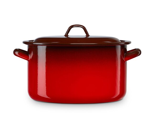 Briebe ignea olla recta cocina inducción 18cm, cazuela 3l con tapa acero esmaltado, fuego, horno vintage, , rojo