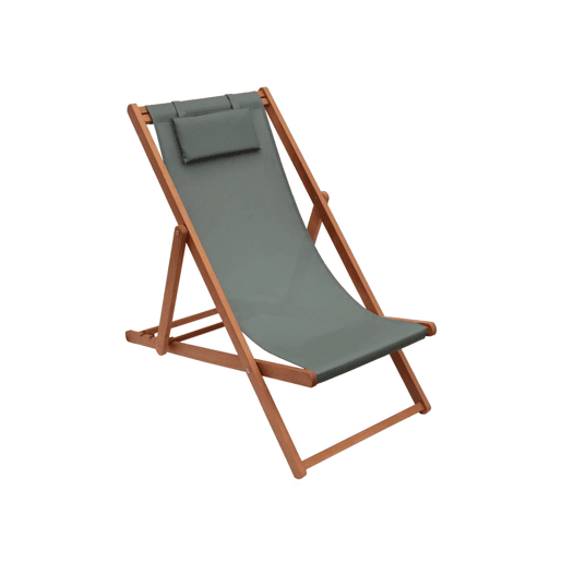 Espreguiçadeiras em madeira de eucalipto, set de 2, Creus, Verde caqui, 102x56x86 cm