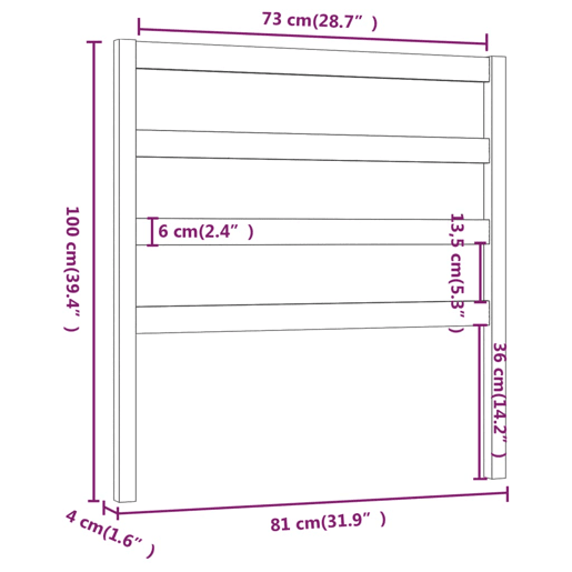 vidaXL Cabeceira de cama 81x4x100 cm pinho maciço castanho mel