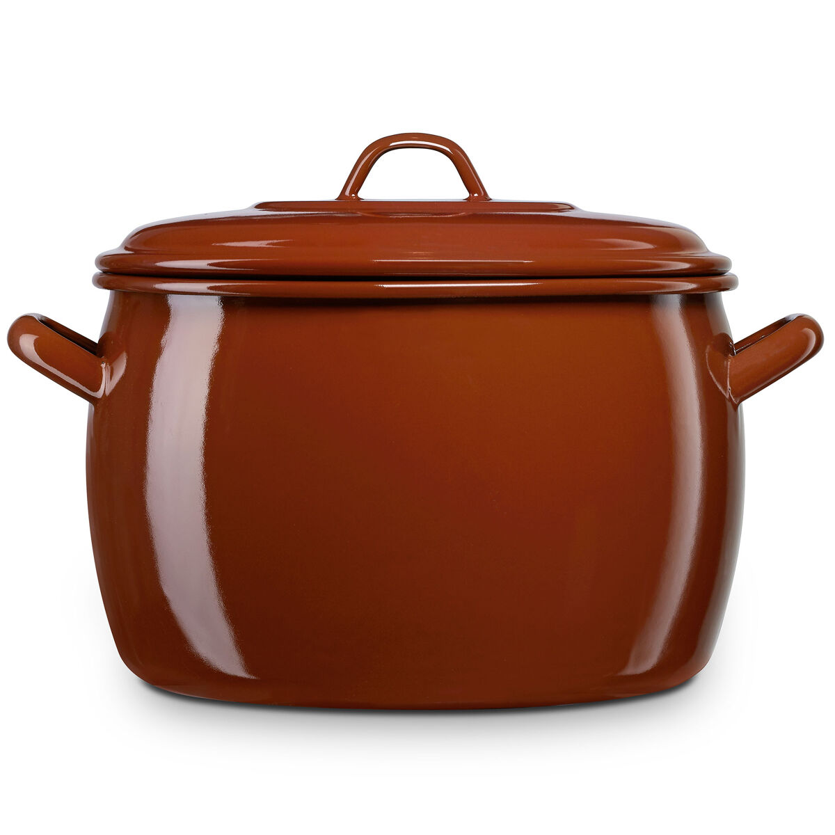 Briebe terra olla abombada cocina inducción 26cm, cazuela 10 l tapa acero esmaltado, fuego, horno vintage, , marrón