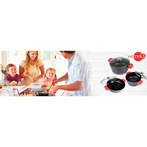 Wecook Ecostone Frigideira Alta Indução com Tampa de Vidro de 16cm, sem cola PFOA-Free, Alumínio Fundido, , Preto