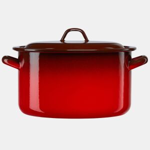 Briebe Ignea Caçarola Cozinha Aço Esmaltado 30cm, Panela Grande 12,5L, Indução, Fogo, Vintage, , Vermelho