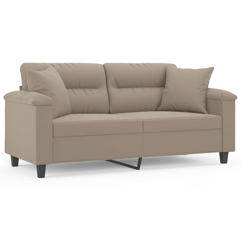 vidaxl sofa de 2 plazas con cojines tela microfibra gris taupe 140 cm