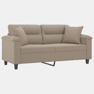 vidaXL Sofá 2 lugares c almofadas 140 cm microfibra cinza-acastanhado