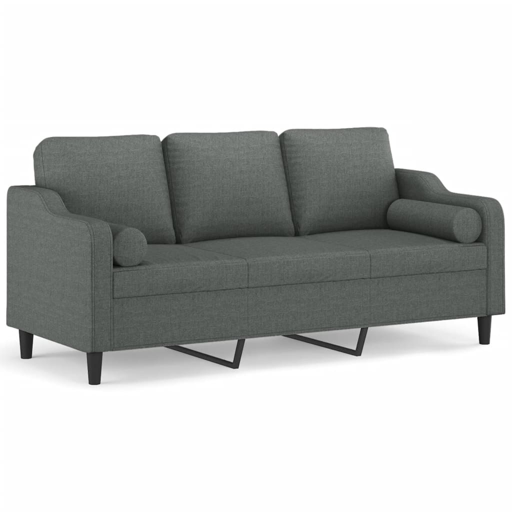 Vidaxl sofá de 3 plazas con cojines tela gris oscuro 180 cm