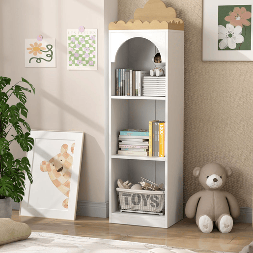 AIYAPLAY Estante Infantil para Livros com 3 Níveis - Ideal para Quartos de Crianças, Creches, Branco e Natural