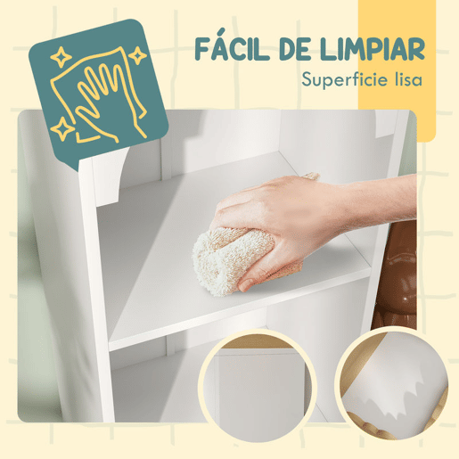 AIYAPLAY Estante Infantil para Livros com 3 Níveis - Ideal para Quartos de Crianças, Creches, Branco e Natural