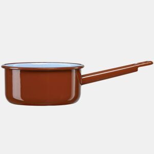 Briebe Terra Caçarola Cozinha com Cabo, Ferver Leite Aço Esmaltado 20cm, Fervedor Vitrificado 2,5 L, Indução, Fogo, Vintage, , MarroM
