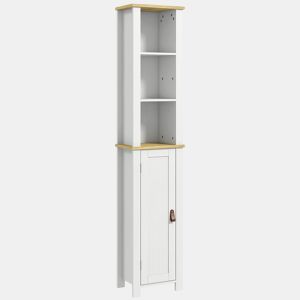 kleankin Coluna Casa de Banho Móvel Auxiliar Casa de Banho com Prateleiras Abertas Porta e Prateleira Ajustável Desenho Anti-Tombo 34x23x165 cm Branco