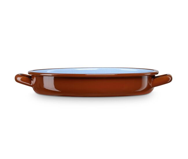 Briebe terra cacerola baja inducción 26cm cazuela 2,2l fuente acero esmaltado vitrificado vintage fuego horno, , marrón