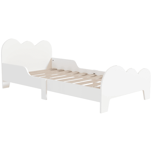 AIYAPLAY Cama para Crianças acima de 3 Anos 143,5x74,5x56 cm Estrutura de Cama Infantil com Desenho de Núvem e Barreira de Segurança para Dormitório Branco