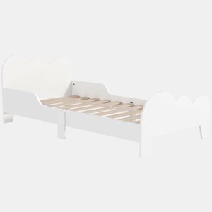 AIYAPLAY Cama para Crianças acima de 3 Anos 143,5x74,5x56 cm Estrutura de Cama Infantil com Desenho de Núvem e Barreira de Segurança para Dormitório Branco