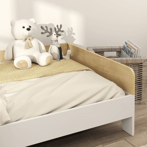 AIYAPLAY Cama para Crianças acima de 3 Anos 143,5x74x40 cm Cama de Madeira para Crianças Carga 80 kg para Dormitório Branco e Madeira