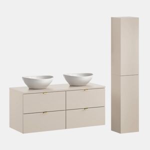 Conjunto móvel de lavatório duplo Azel Cachemire 120cm e coluna
