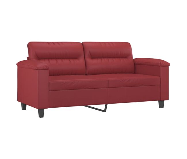 Vidaxl sofá de 2 plazas de cuero sintético rojo vino 140 cm