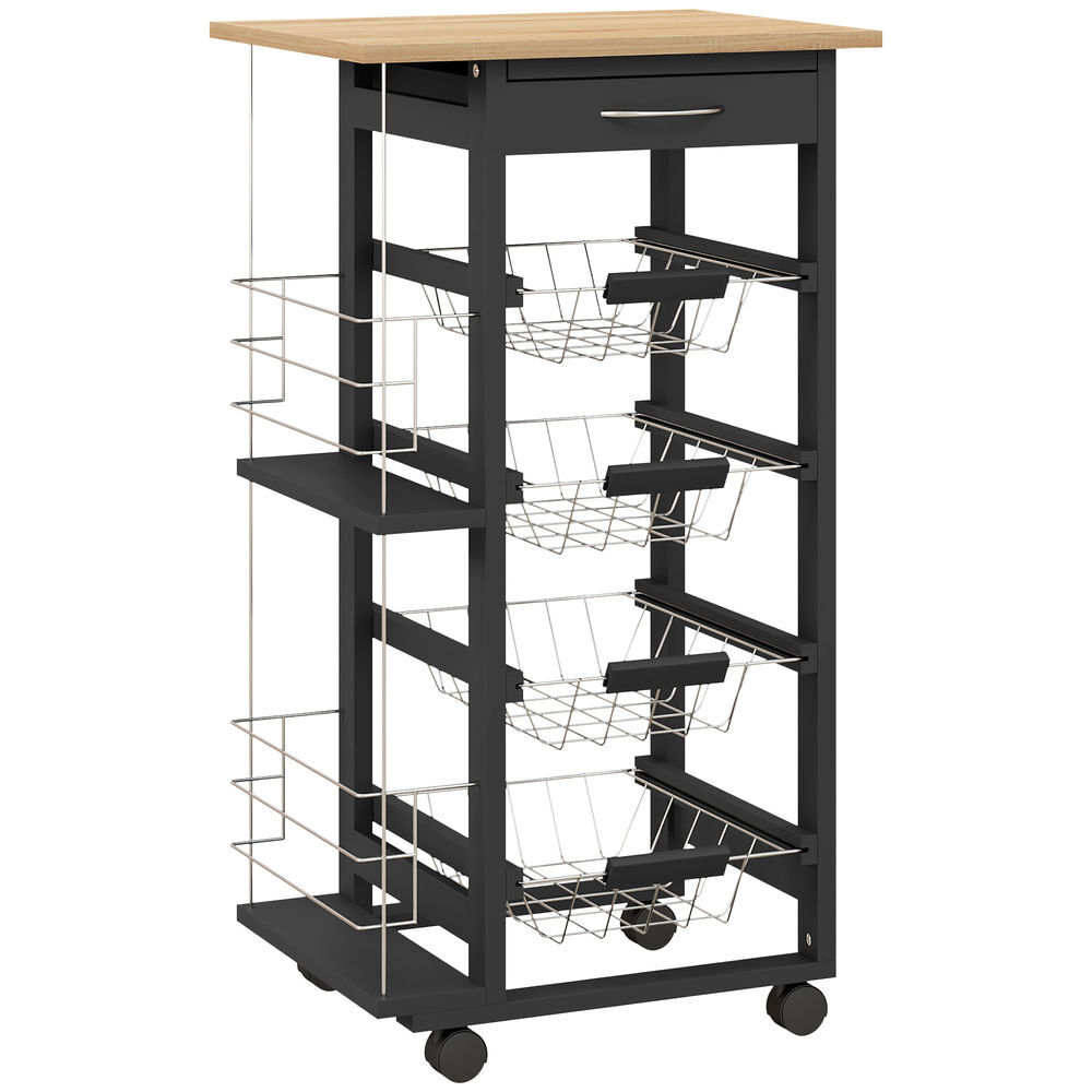 Carrito de Cocina MDF, Metal HOMCOM, hogar - cocina