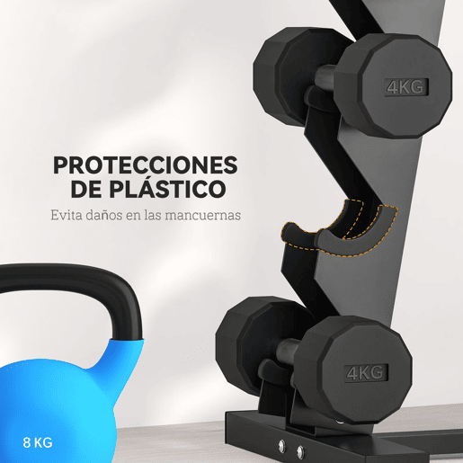 SPORTNOW Suporte para Halteres de 5 Níveis Suporte de Armazenamento para Halteres de Aço para Treinamento em Ginásio Casa Carga 100 kg 35x33x66 cm Preto