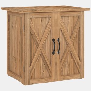 Outsunny Ármário de Jardim Abrigo de Madeira para Exterior com 2 Portas Magnéticas Abrigo para Armazenamento de Ferramentas 77x55x72 cm Marrom