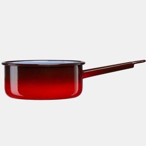 Briebe Ignea Caçarola Cozinha com Cabo, Ferver Leite Aço Esmaltado 20cm, Fervedor Vitrificado 2,5 L, Indução, Fogo, Vintage, , Vermelho