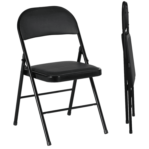 HOMCOM Conjunto de 2 Cadeiras Dobráveis Cadeiras Dobráveis com Encosto e Estrutura de Aço para Sala de Estar Escritório Estúdio 45x46x78 cm Preto