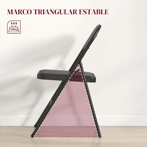 HOMCOM Conjunto de 2 Cadeiras Dobráveis Cadeiras Dobráveis com Encosto e Estrutura de Aço para Sala de Estar Escritório Estúdio 45x46x78 cm Preto