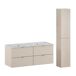 Conjunto de muebles con doble lavabo encastrado y columna Azel 120 Conjunto de muebles con doble lavabo encastrado y columna Azel 120 Beige