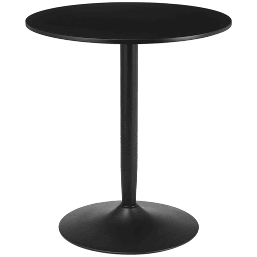 HOMCOM Mesa de Cozinha Redonda Mesa de Jantar Moderna para 2 Pessoas com Base de Aço e Almofadas Antiderrapantes Ø70x75 cm Preto