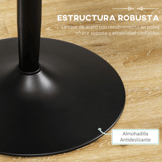 HOMCOM Mesa de Cozinha Redonda Mesa de Jantar Moderna para 2 Pessoas com Base de Aço e Almofadas Antiderrapantes Ø70x75 cm Preto