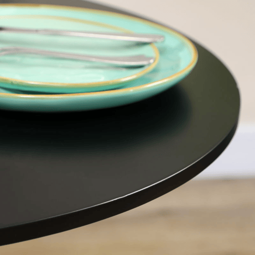 HOMCOM Mesa de Cozinha Redonda Mesa de Jantar Moderna para 2 Pessoas com Base de Aço e Almofadas Antiderrapantes Ø70x75 cm Preto