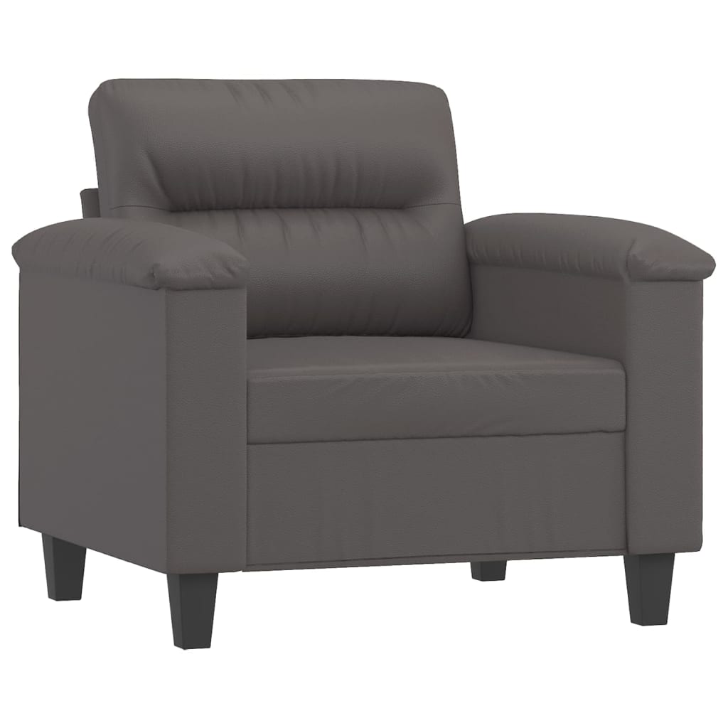 Vidaxl sillón cuero sintético gris 60 cm