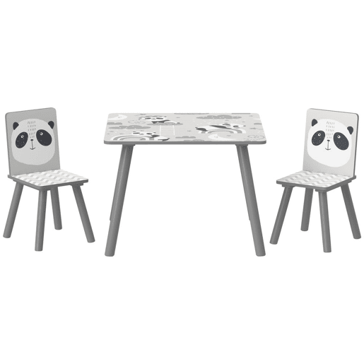 ZONEKIZ Conjunto de Mesa e Cadeiras para Crianças de 3 Peças Mesa Infantil com 2 Cadeiras Conjunto de Móveis para Atividades com Crianças de 3-8 Anos para Dormitório Sala de Jogos Cinza