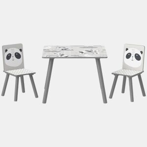 ZONEKIZ Conjunto de Mesa e Cadeiras para Crianças de 3 Peças Mesa Infantil com 2 Cadeiras Conjunto de Móveis para Atividades com Crianças de 3-8 Anos para Dormitório Sala de Jogos Cinza