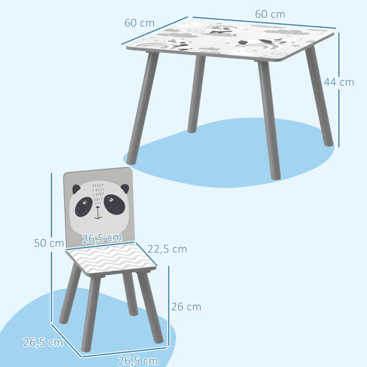 ZONEKIZ Conjunto de Mesa e Cadeiras para Crianças de 3 Peças Mesa Infantil com 2 Cadeiras Conjunto de Móveis para Atividades com Crianças de 3-8 Anos para Dormitório Sala de Jogos Cinza