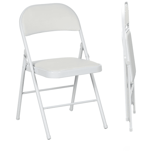 HOMCOM Conjunto de 2 Cadeiras Dobráveis Cadeiras Dobráveis com Encosto e Estrutura de Aço para Sala de Estar Escritório Estúdio 45x46x78 cm Branco