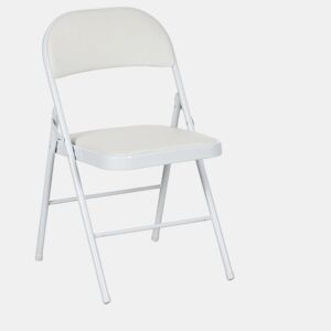 HOMCOM Conjunto de 2 Cadeiras Dobráveis Cadeiras Dobráveis com Encosto e Estrutura de Aço para Sala de Estar Escritório Estúdio 45x46x78 cm Branco