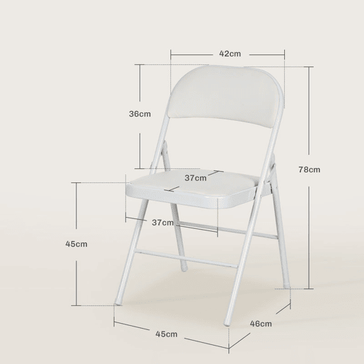 HOMCOM Conjunto de 2 Cadeiras Dobráveis Cadeiras Dobráveis com Encosto e Estrutura de Aço para Sala de Estar Escritório Estúdio 45x46x78 cm Branco
