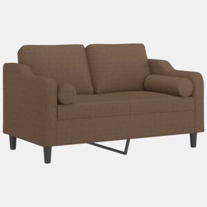 vidaXL Sofá 2 lugares + almofadas decorativas 120 cm tecido castanho