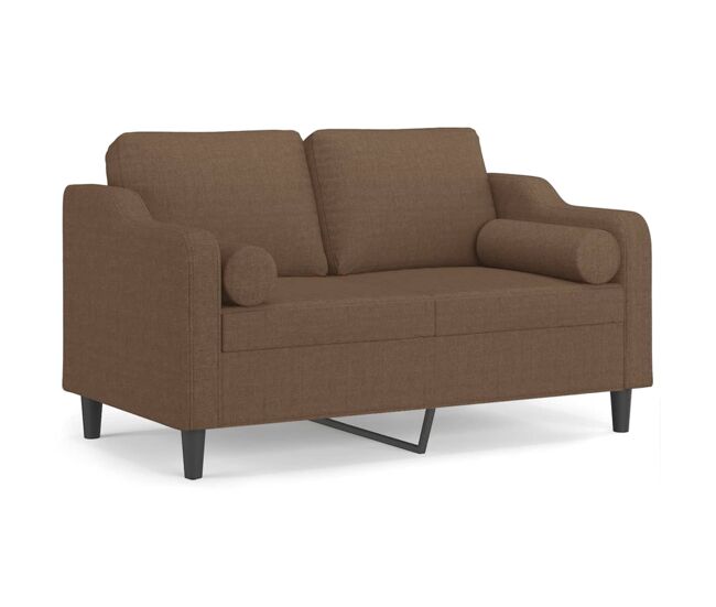 Vidaxl sofá de 2 plazas con cojines tela marrón 120 cm