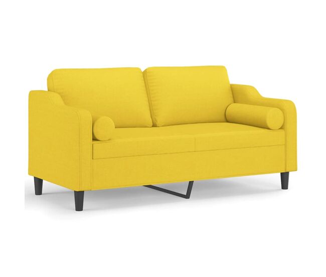 Vidaxl sofá de 2 plazas con cojines tela amarillo claro 140 cm