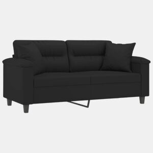 vidaXL Sofá 2 lugares c almofadas 140 cm microfibra preto