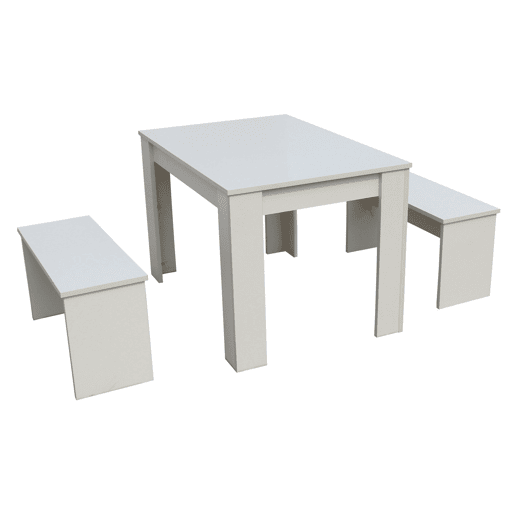 Mesa com 2 bancos Tino - 110 x 74 x 70 cm - Branco