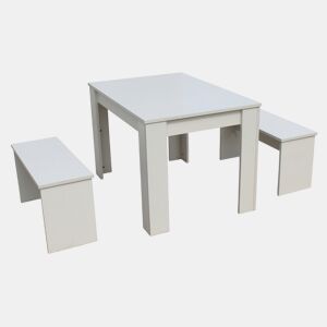 Mesa com 2 bancos Tino - 110 x 74 x 70 cm - Branco
