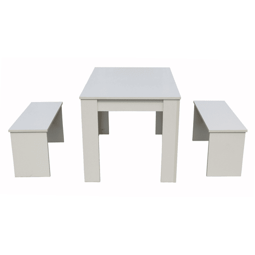 Mesa com 2 bancos Tino - 110 x 74 x 70 cm - Branco