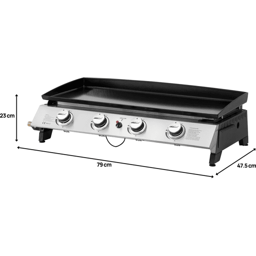 Plancha a gás 4 queimadores Jolly - 10 Kw - Cinza