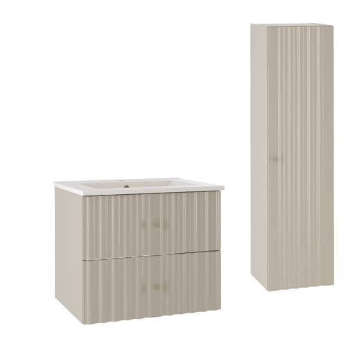 Conjunto móvel lavatório simples embutido 60cm coluna Izae Caxemira